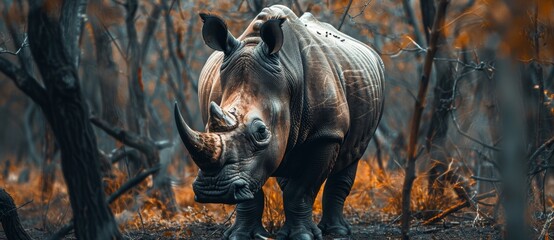 rhinoceros large animal natural habitat - obrazy, fototapety, plakaty