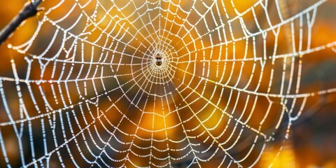 Zoomed-in view of a spider's web, high-magnification with intricate patterns