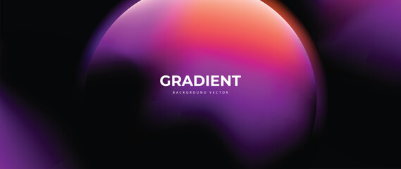 Abstract gradient background vector. Modern digital wallpaper with vibrant color, 3d geometric shapes, circle, rayers. Futuristic landing page illustration for branding, commercial, advertising, web.