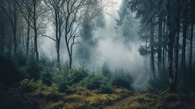 Atmospheric Forest Trail Background. Nature Photography.