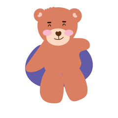 kawaii happy bear on summer season. swimming, eat watermelon, summer vacation