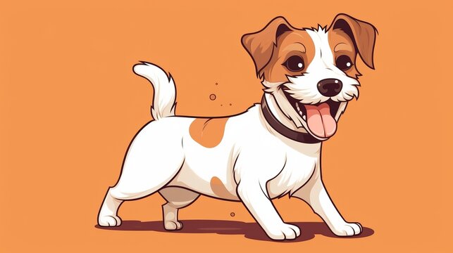 A cartoon illustration of a happy Jack Russell Terrier dog