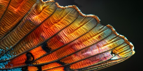 Zoomed-in view of a butterfly's wing, high-magnification with intricate scales
