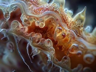 High-magnification of a human fingernail, intricate textures, macro photography