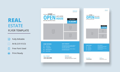 Open House Poster, Real Estate Flyer Template, House for sale poster