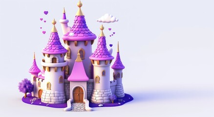 3d cartoon purple castle