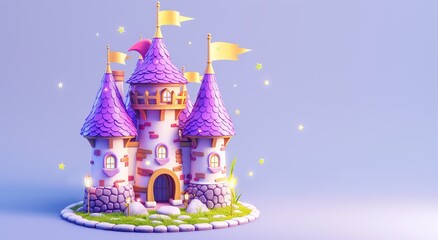 3d cartoon purple castle