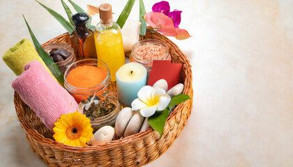 spa gift basket filled with relaxation products