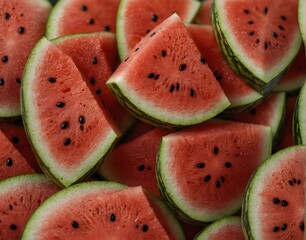 Slices of juicy red watermelon.