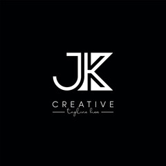 Alphabet Unique Letter JK KJ Initial Based Stylish Line Logo Design Vector.
