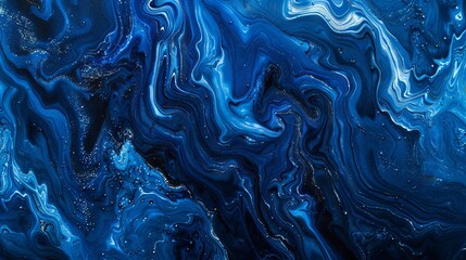 Dark azure blue abstract background with flowing waves and textured surface - moody vector...