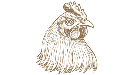 Chicken, hen head. Vintage retro print, chicken sketch ink pencil style drawing, engrave old school. Sketch artwork silhouette head chicken, white background. Side view profile. Vector Illustration