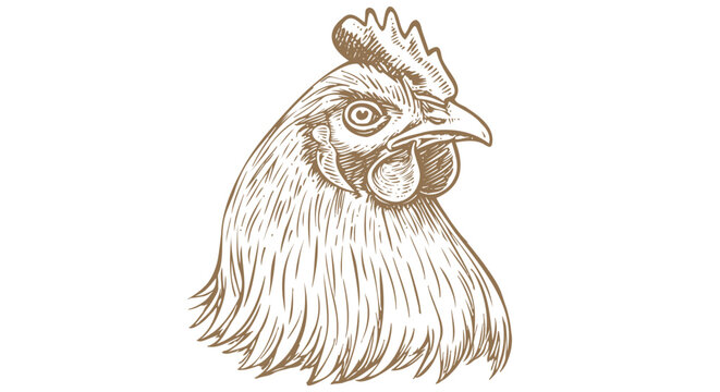 recommend clip art: Chicken, hen head. Vintage retro print, chicken sketch ink pencil style drawing, engrave old school. Sketch artwork silhouette head chicken, white background. Side view profile. Vector Illustration