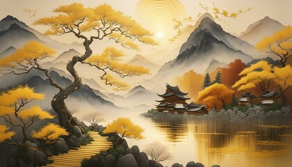 Brush Strokes and Gold: Japanese Abstract Art for Elegant Interiors