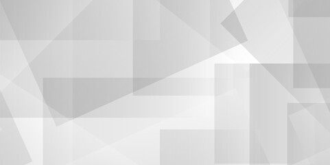 Fototapeta premium White color technology concept geometric line vector background. Abstract white and gray background design with layers of textured white transparent material in triangle and squares shapes.