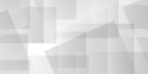 Obraz premium White color technology concept geometric line vector background. Abstract white and gray background design with layers of textured white transparent material in triangle and squares shapes.