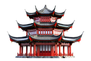 Asian-architecture Temples On Transparent Background.