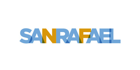 San Rafael in the Argentina emblem. The design features a geometric style, vector illustration with bold typography in a modern font. The graphic slogan lettering.