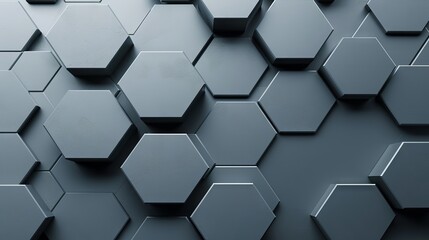 Hexagonal pattern on gray background: genetic research, molecular structure, chemical engineering innovation technology concept. Ideal for healthcare, science, medicine design