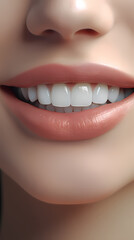 Close-up of a beautiful smiling woman with white teeth