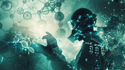 Fototapeta premium Structures. Mixed media illustration with digital and 3d elements. Cutting-edge scientific concepts and healthcare advancements