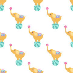 seamless pattern with circus elephant