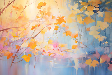 Serene Sunlit Seclusion, abstract landscape art, painting background, wallpaper, generative ai