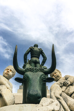 Detail of the Statue of the matador Manuel Laureano Rodriguez Sanchez known as Manolete on Plaza del Conde de Priego in Cordoba, Andalusia, Spain.