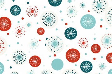 A colorful pattern of circles and dots on a white background