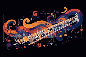 Illustration of a flute with colorful