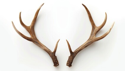 A pair of deer antlers on white background