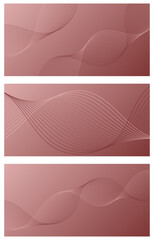 Set of abstract backgrounds with waves for banner. Medium banner size. Vector background with lines. Element for design. Brochure, booklet. Red