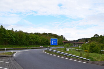 Autobahn A60 with a sign to Bitburg
