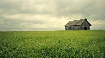 Eternal Quietude: A Lone Barn Amidst the Whispering Grasses