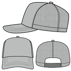 Trucker hat cap vector illustration. Caps mock up editable	