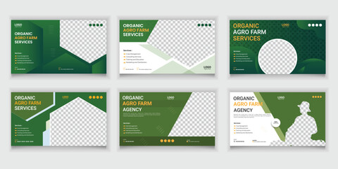 Agriculture Service and Lawn Care Garden Cover Post Bundle Video and Web Banner Design Template Set Thumbnail Design
