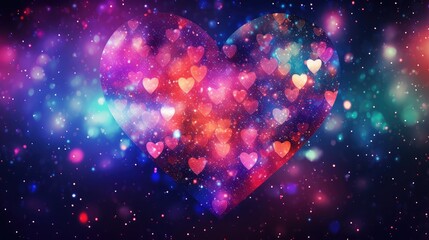 Abstract multicolored elegant background with glitter and heart