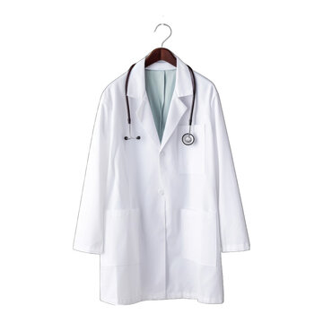 Doctors white coat with stethoscope on hanger