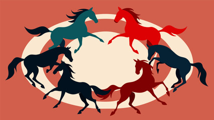 The horses and riders form a perfect circle symbolizing the unity and strength of the American people as they perform a breathtaking routine.. Vector illustration