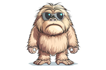Obraz premium Cartoon smiling yeti or bigfoot hairy character on isolated white background. Funny monster toy