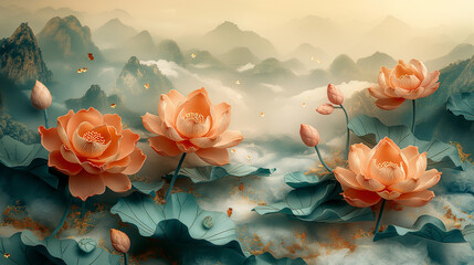Water Ink Paint - Lotus Flower