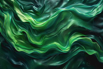 Obraz premium Lively green hues on a black s, abstract vibrancy, colorful motion,