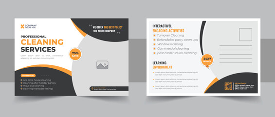 Cleaning service agency postcard template design or  business eddm postcard design template vector