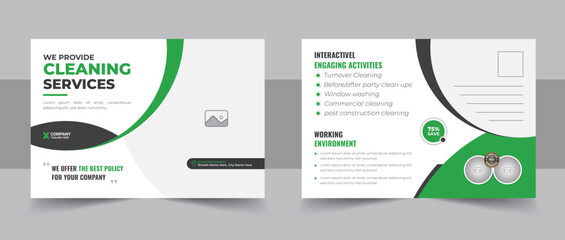 Cleaning service agency postcard template design or Cleaning service elegant postcard or eddm Template vector layout