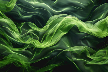 Obraz premium Lively green hues on a black s, abstract vibrancy, colorful motion,