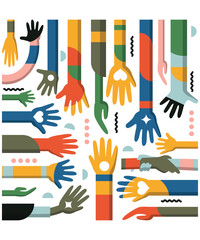 Unique Hands Showing Unity Diversity Equality Inclusion