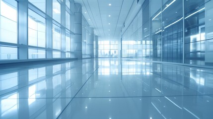 Blurred glass wall of contemporary office building in business center for corporate background