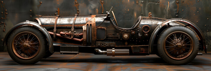 Fototapeta premium old carriage cart, generative, ai, steampunk, retro, vintage, background, products, machine, mechanical