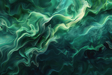 Lively green hues on a black s, abstract vibrancy, colorful motion,