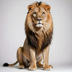 Obraz premium Illustration of big lion attacking standing on floor white background